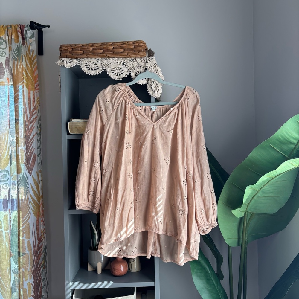 aerie peasant blouse with eyelet details